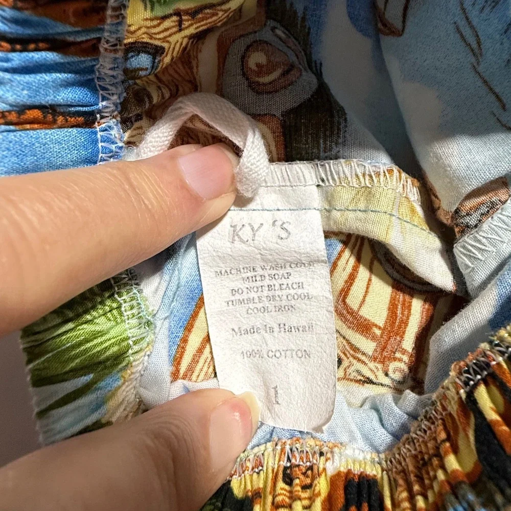 Vintage KY'S Hawaii Kids Hawaiian Shirt and Shorts Set Blue Woody Car Y2K 1
